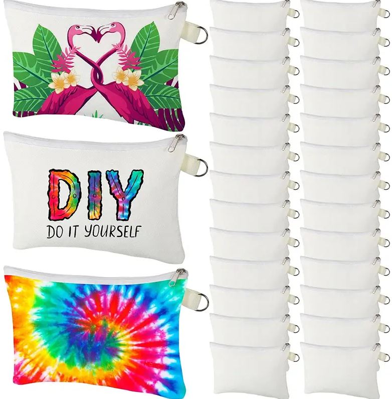 BLANK  SUBLIMATION COSMETIC BAGS PACKS OF 5 OR 10