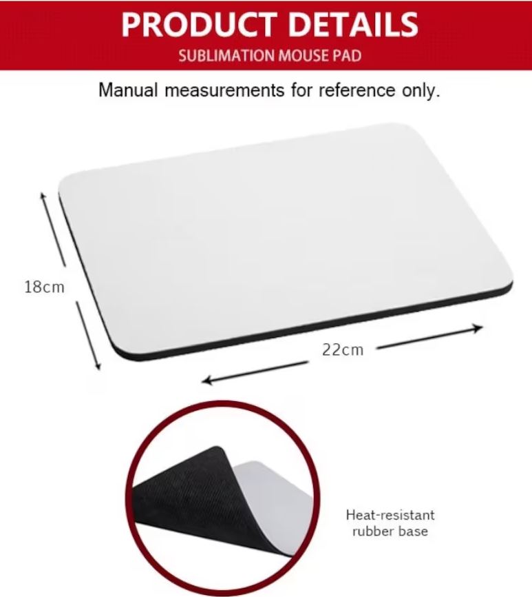 SUBLIMATION MOUSE PADS - 5 PAK