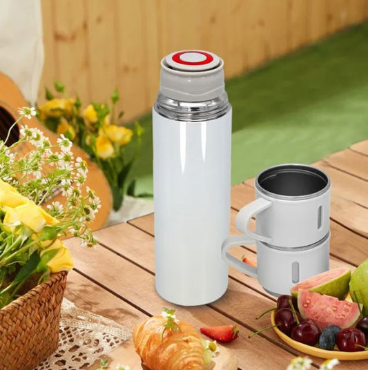 500ml Sublimation Vacuum Flask Gift Set Box With 3 Cups